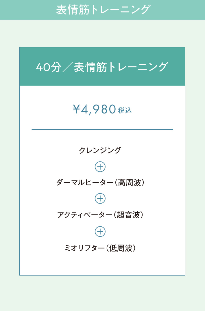 表情筋トレーニング：40分／表情筋トレーニング